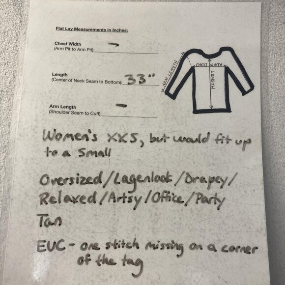 MarlaWynne Oversized Cardigan Sweater Womens XXS Tan Poncho Lagenlook Pockets - Picture 6 of 16